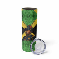 Marcus Garvey Skinny Tumbler Jamaican Flag Theme African Fist Civil Rights Symbol Pan African Tribute Design - Wonder Print Shop
