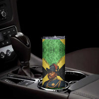 Marcus Garvey Skinny Tumbler Jamaican Flag Theme African Fist Civil Rights Symbol Pan African Tribute Design - Wonder Print Shop
