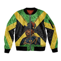 Marcus Garvey Sleeve Zip Bomber Jacket Jamaican Flag Theme African Fist Civil Rights Symbol Pan African Tribute Design - Wonder Print Shop