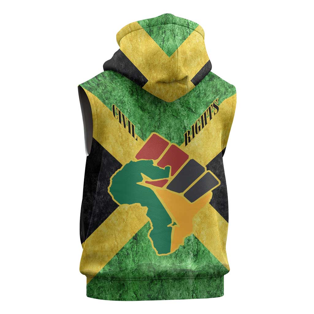 Marcus Garvey Sleeveless Hoodie Jamaican Flag Theme African Fist Civil Rights Symbol Pan African Tribute Design - Wonder Print Shop