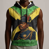 Marcus Garvey Sleeveless Hoodie Jamaican Flag Theme African Fist Civil Rights Symbol Pan African Tribute Design - Wonder Print Shop