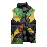 Marcus Garvey Sleeveless Puffer Jacket Jamaican Flag Theme African Fist Civil Rights Symbol Pan African Tribute Design - Wonder Print Shop