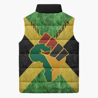 Marcus Garvey Sleeveless Puffer Jacket Jamaican Flag Theme African Fist Civil Rights Symbol Pan African Tribute Design - Wonder Print Shop