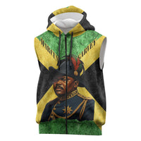 Marcus Garvey Sleeveless Zip Hoodie Jamaican Flag Theme African Fist Civil Rights Symbol Pan African Tribute Design - Wonder Print Shop