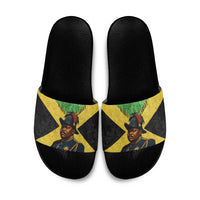 Marcus Garvey Slide Sandals Jamaican Flag Theme African Fist Civil Rights Symbol Pan African Tribute Design - Wonder Print Shop