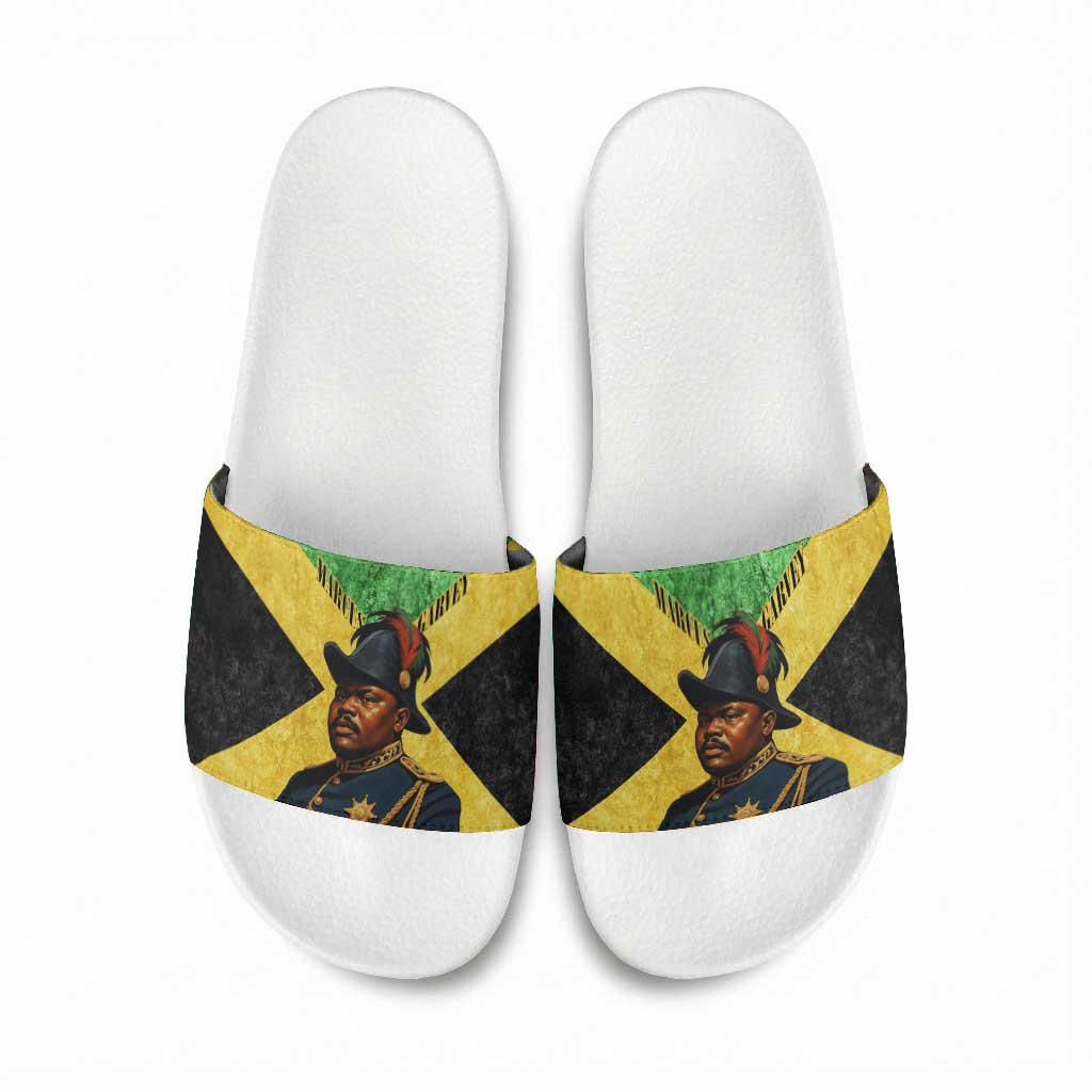 Marcus Garvey Slide Sandals Jamaican Flag Theme African Fist Civil Rights Symbol Pan African Tribute Design - Wonder Print Shop