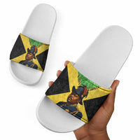 Marcus Garvey Slide Sandals Jamaican Flag Theme African Fist Civil Rights Symbol Pan African Tribute Design - Wonder Print Shop