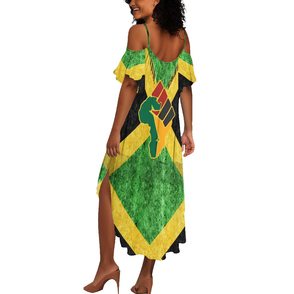 Marcus Garvey Summer Maxi Dress Jamaican Flag Theme African Fist Civil Rights Symbol Pan African Tribute Design TS04