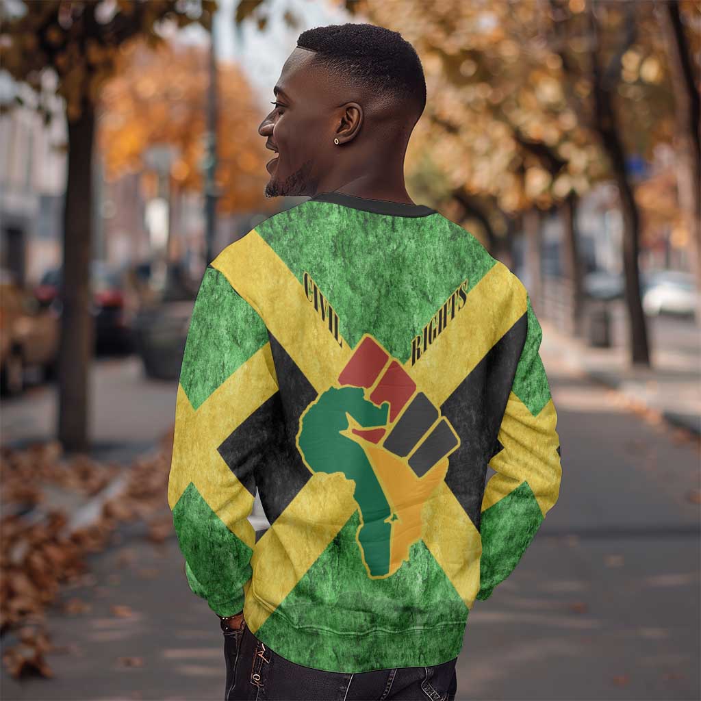 Marcus Garvey Sweatshirt Jamaican Flag Theme African Fist Civil Rights Symbol Pan African Tribute Design - Wonder Print Shop