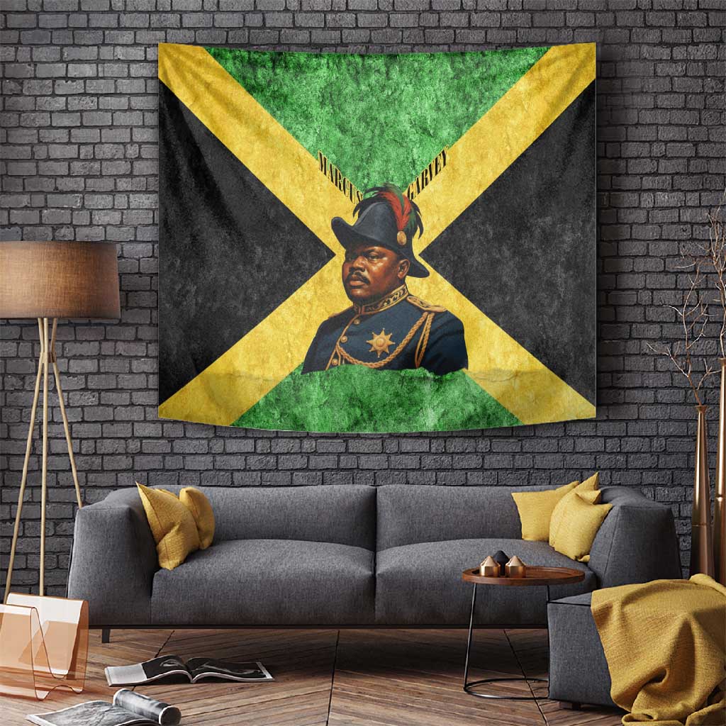 Marcus Garvey Tapestry Jamaican Flag Theme African Fist Civil Rights Symbol Pan African Tribute Design - Wonder Print Shop