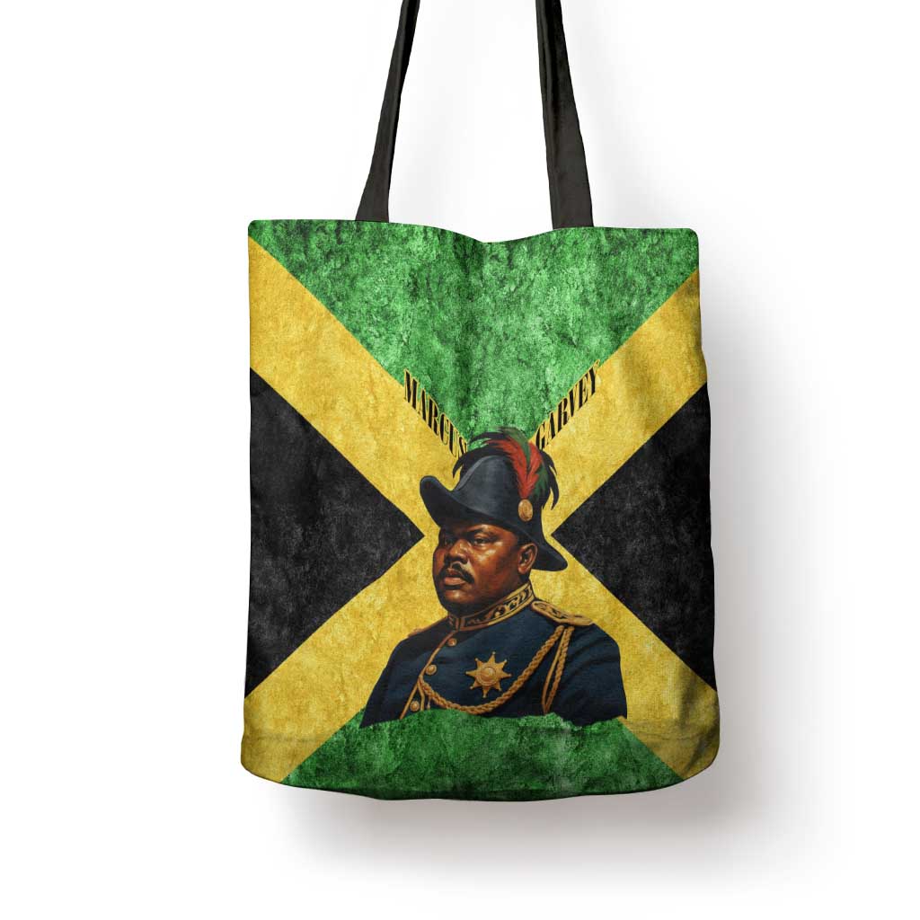 Marcus Garvey Tote Bag Jamaican Flag Theme African Fist Civil Rights Symbol Pan African Tribute Design - Wonder Print Shop