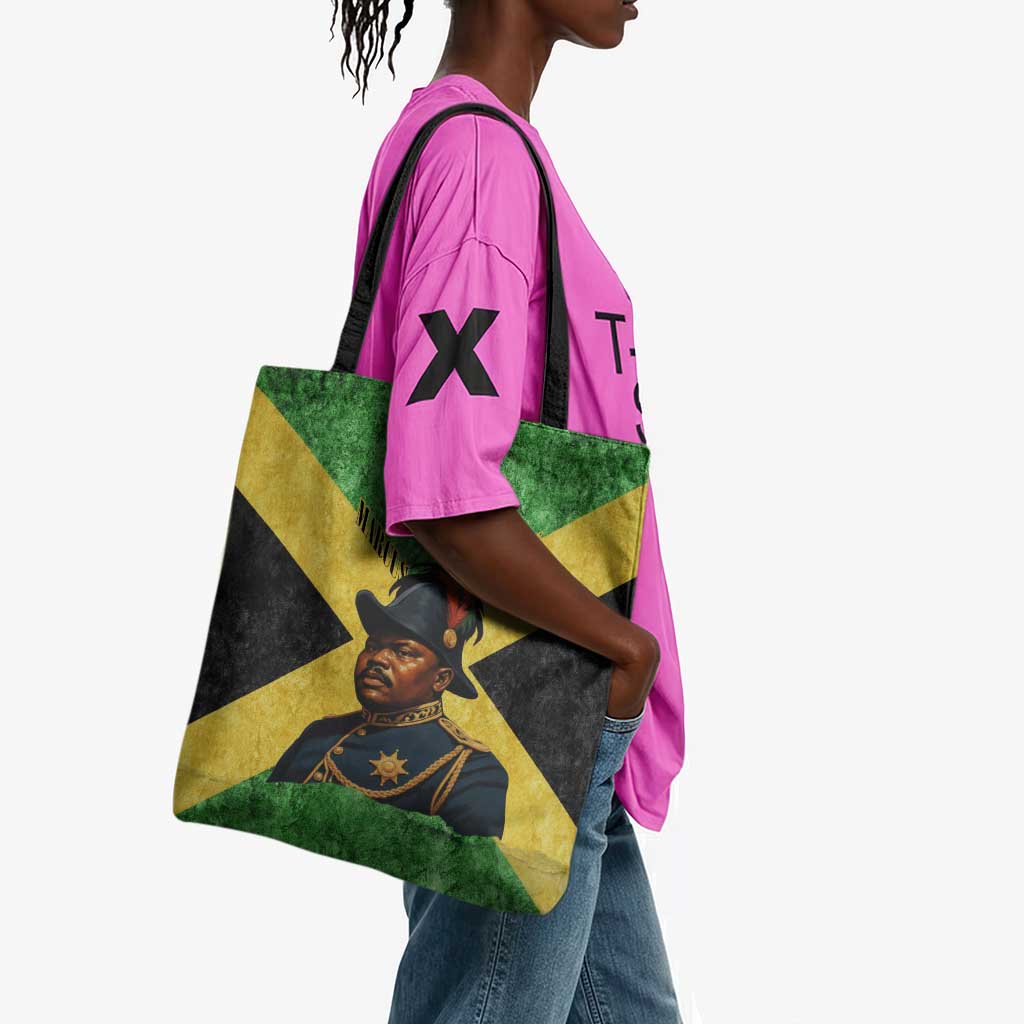 Marcus Garvey Tote Bag Jamaican Flag Theme African Fist Civil Rights Symbol Pan African Tribute Design - Wonder Print Shop