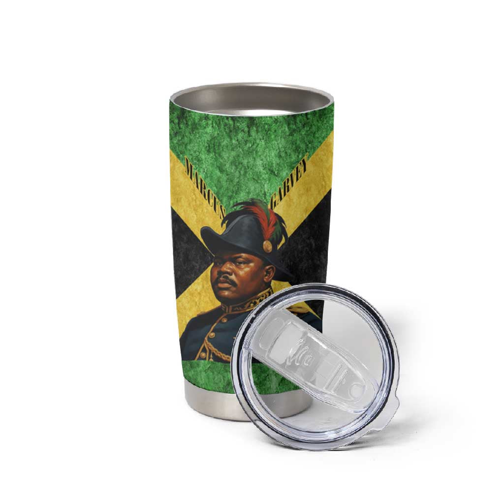 Marcus Garvey Tumbler Cup Jamaican Flag Theme African Fist Civil Rights Symbol Pan African Tribute Design - Wonder Print Shop