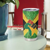 Marcus Garvey Tumbler Cup Jamaican Flag Theme African Fist Civil Rights Symbol Pan African Tribute Design - Wonder Print Shop