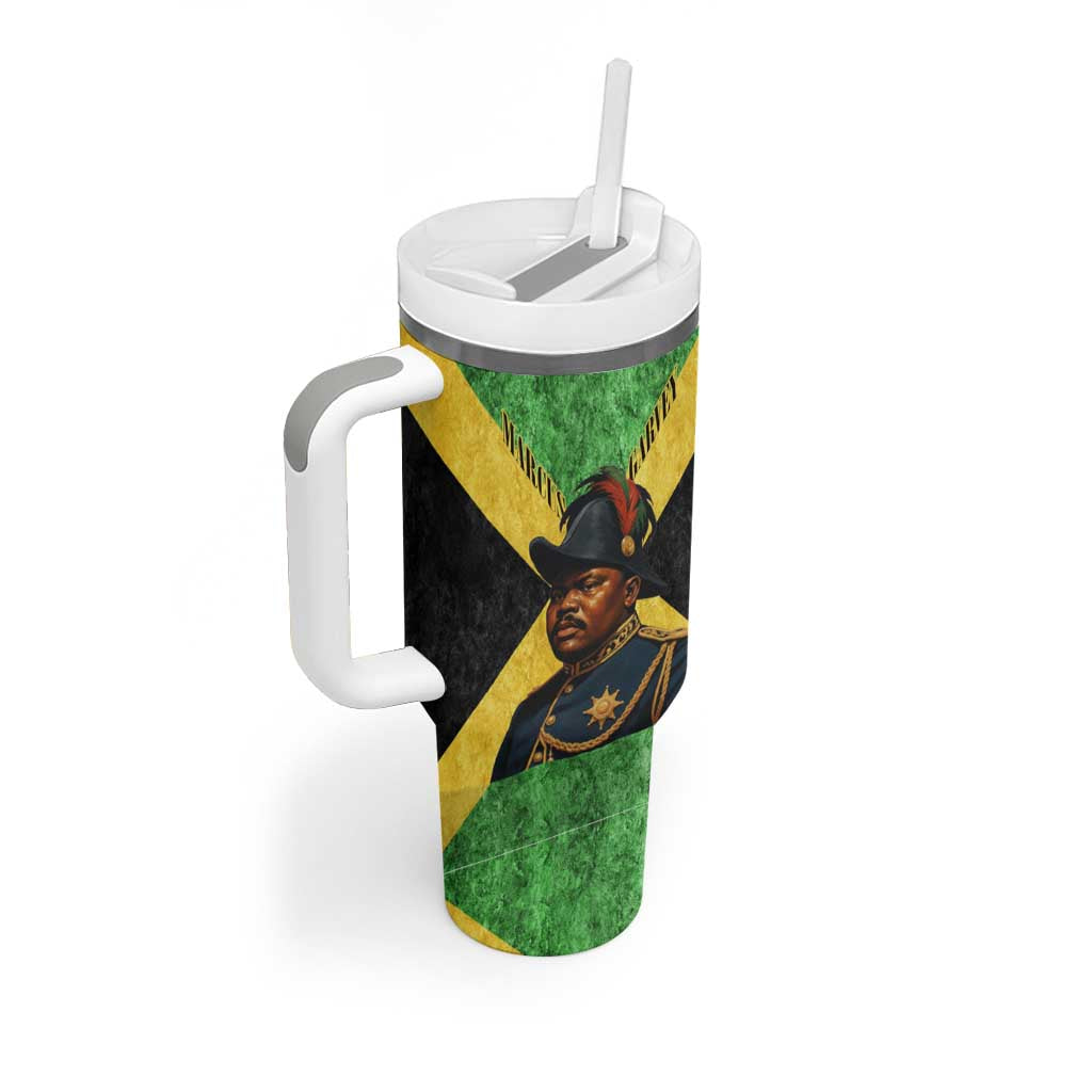 Marcus Garvey Tumbler With Handle Jamaican Flag Theme African Fist Civil Rights Symbol Pan African Tribute Design - Wonder Print Shop
