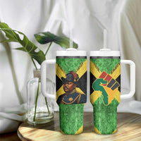 Marcus Garvey Tumbler With Handle Jamaican Flag Theme African Fist Civil Rights Symbol Pan African Tribute Design - Wonder Print Shop