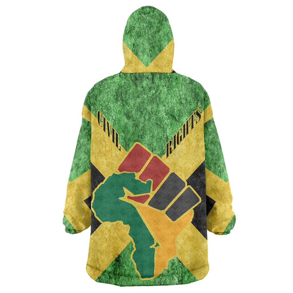 Marcus Garvey Wearable Blanket Hoodie Jamaican Flag Theme African Fist Civil Rights Symbol Pan African Tribute Design - Wonder Print Shop