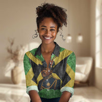 Marcus Garvey Women Casual Shirt Jamaican Flag Theme African Fist Civil Rights Symbol Pan African Tribute Design - Wonder Print Shop