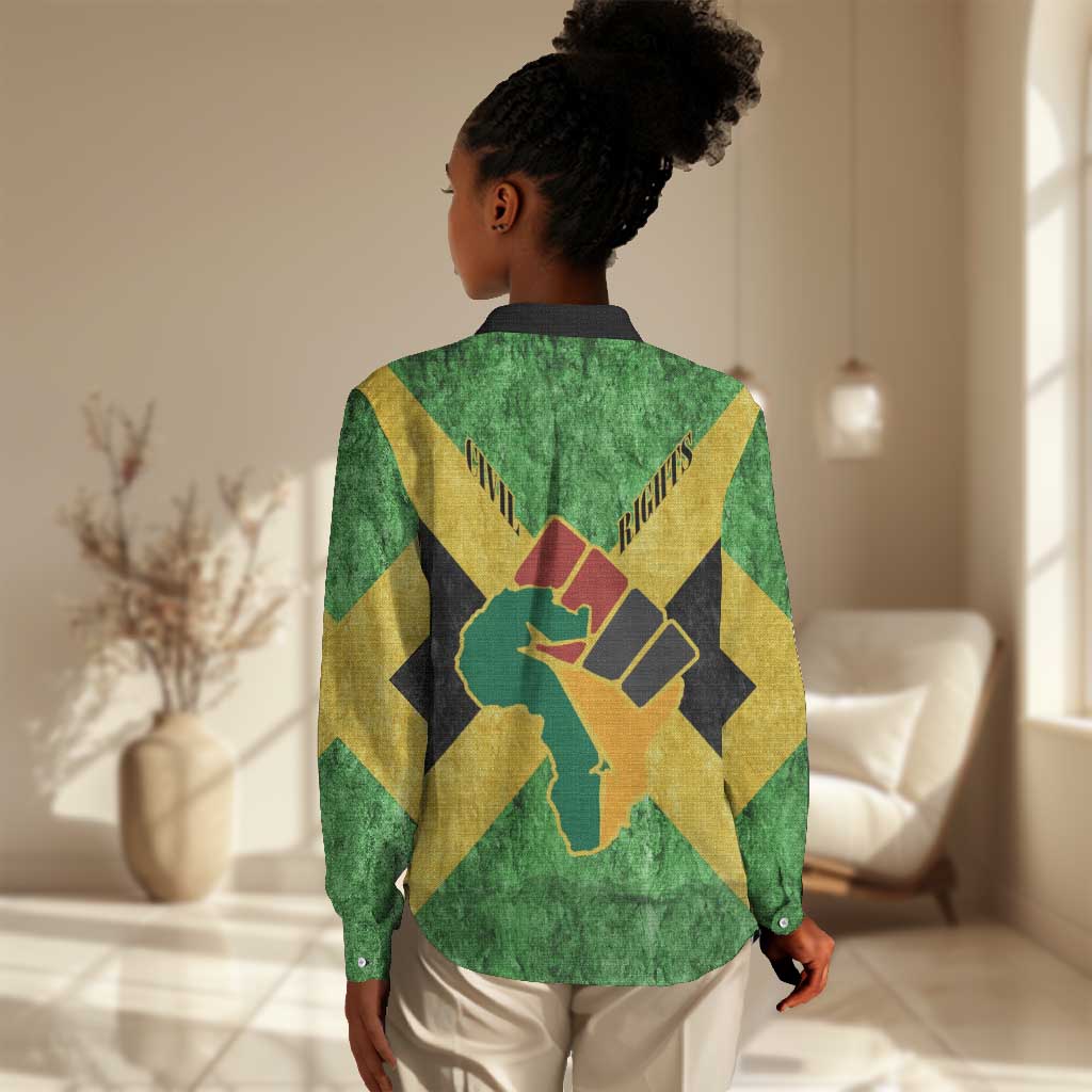 Marcus Garvey Women Casual Shirt Jamaican Flag Theme African Fist Civil Rights Symbol Pan African Tribute Design - Wonder Print Shop