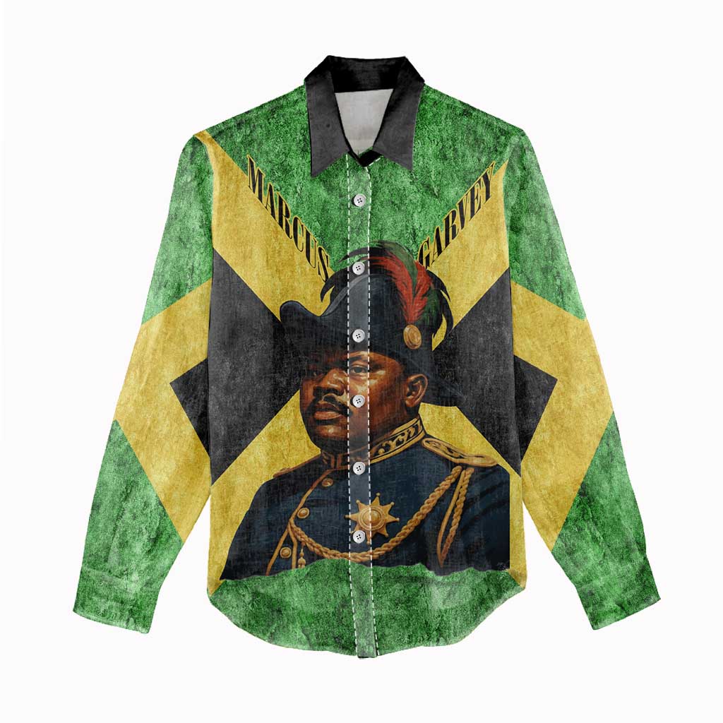 Marcus Garvey Women Casual Shirt Jamaican Flag Theme African Fist Civil Rights Symbol Pan African Tribute Design - Wonder Print Shop