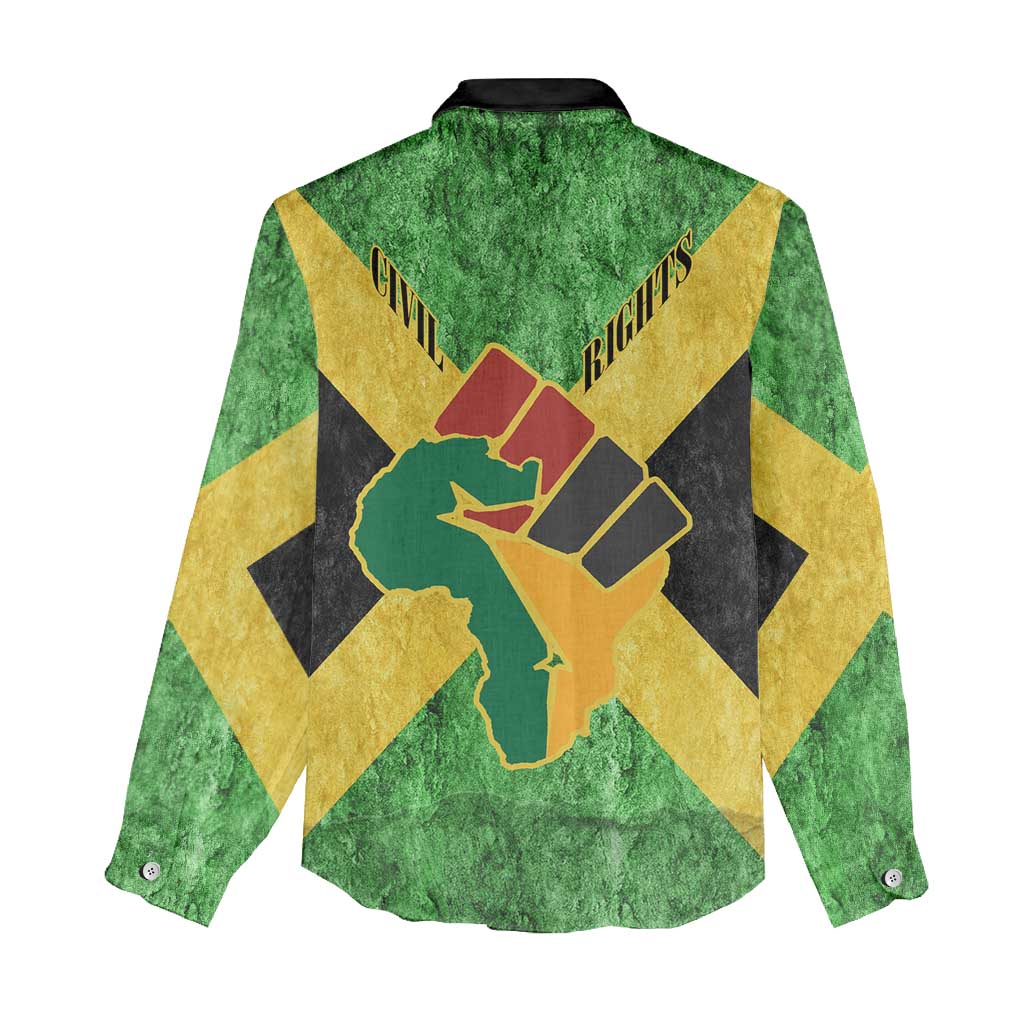 Marcus Garvey Women Casual Shirt Jamaican Flag Theme African Fist Civil Rights Symbol Pan African Tribute Design - Wonder Print Shop