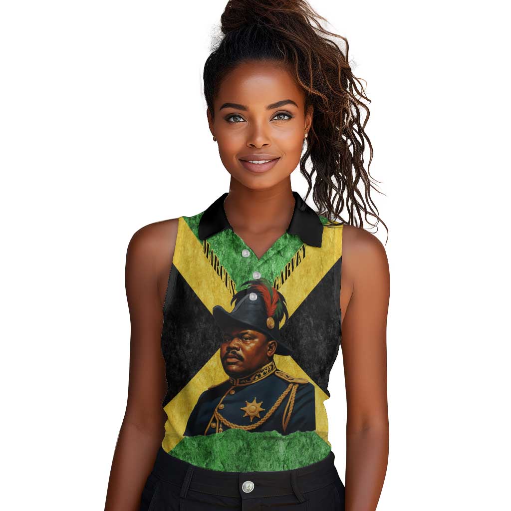 Marcus Garvey Women Sleeveless Polo Shirt Jamaican Flag Theme African Fist Civil Rights Symbol Pan African Tribute Design - Wonder Print Shop