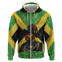 Marcus Garvey Zip Hoodie Jamaican Flag Theme African Fist Civil Rights Symbol Pan African Tribute Design - Wonder Print Shop