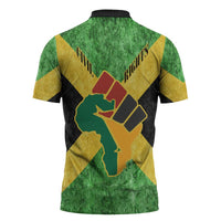 Marcus Garvey Zipper Polo Shirt Jamaican Flag Theme African Fist Civil Rights Symbol Pan African Tribute Design - Wonder Print Shop