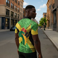 Marcus Garvey Zipper Polo Shirt Jamaican Flag Theme African Fist Civil Rights Symbol Pan African Tribute Design - Wonder Print Shop