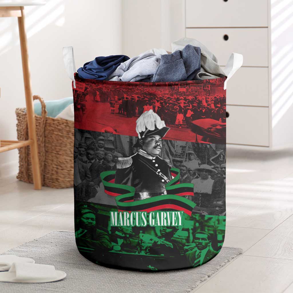 Marcus Garvey Laundry Basket Collage Design Progress Is the Attraction Quote Pan African Movement Tribute - Wonder Print Shop