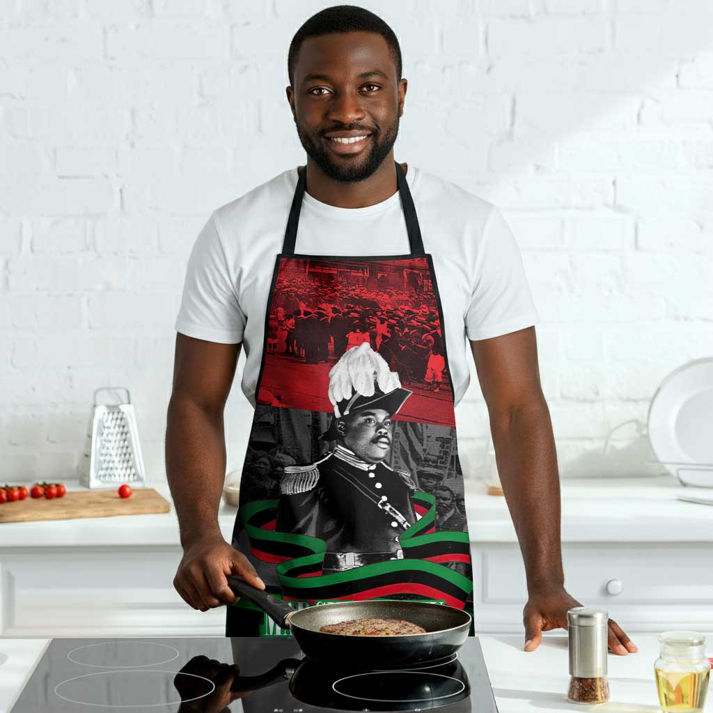 Marcus Garvey Apron Collage Design Progress Is the Attraction Quote Pan African Movement Tribute - Wonder Print Shop