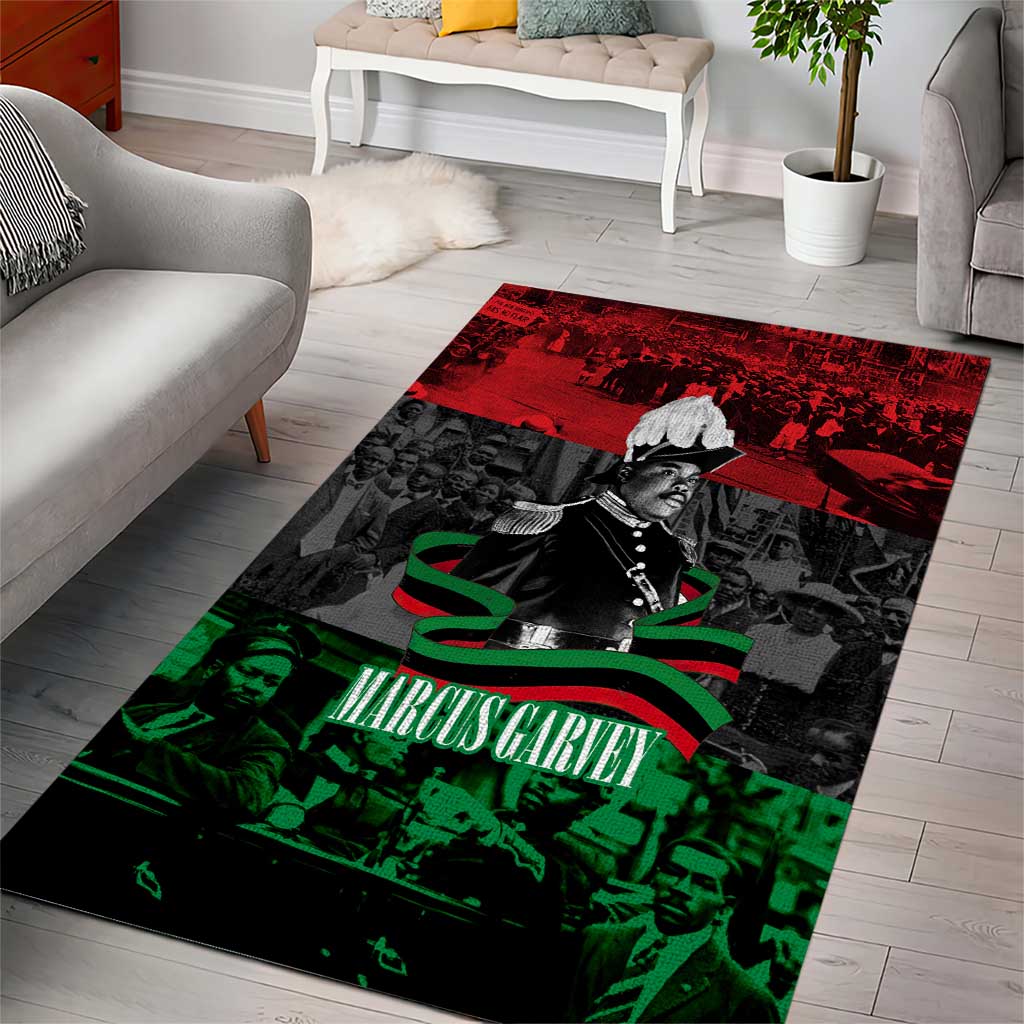 Marcus Garvey Area Rug Collage Design Progress Is the Attraction Quote Pan African Movement Tribute - Wonder Print Shop