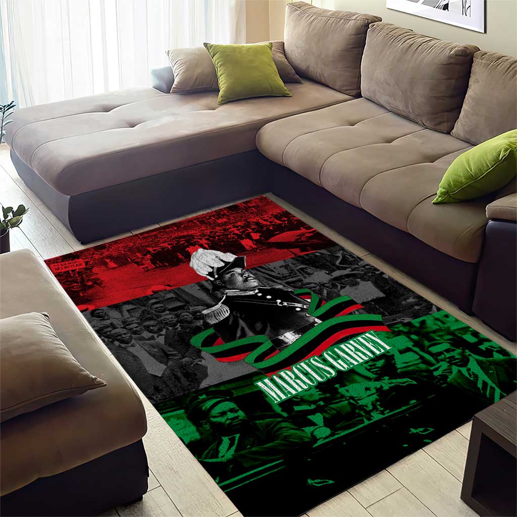 Marcus Garvey Area Rug Collage Design Progress Is the Attraction Quote Pan African Movement Tribute - Wonder Print Shop