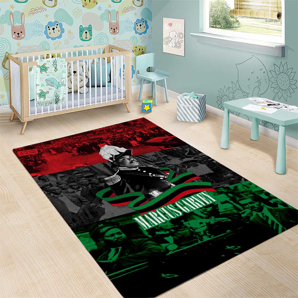 Marcus Garvey Area Rug Collage Design Progress Is the Attraction Quote Pan African Movement Tribute - Wonder Print Shop
