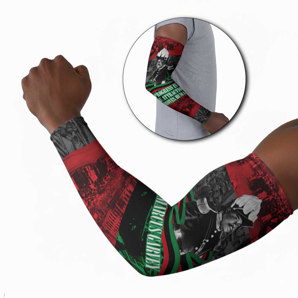 Marcus Garvey Arm Sleeves Collage Design Progress Is the Attraction Quote Pan African Movement Tribute - Wonder Print Shop