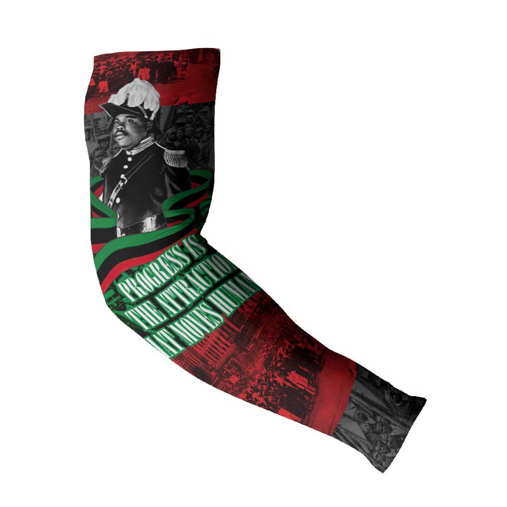 Marcus Garvey Arm Sleeves Collage Design Progress Is the Attraction Quote Pan African Movement Tribute - Wonder Print Shop