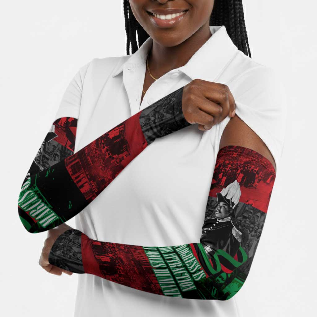 Marcus Garvey Arm Sleeves Collage Design Progress Is the Attraction Quote Pan African Movement Tribute - Wonder Print Shop