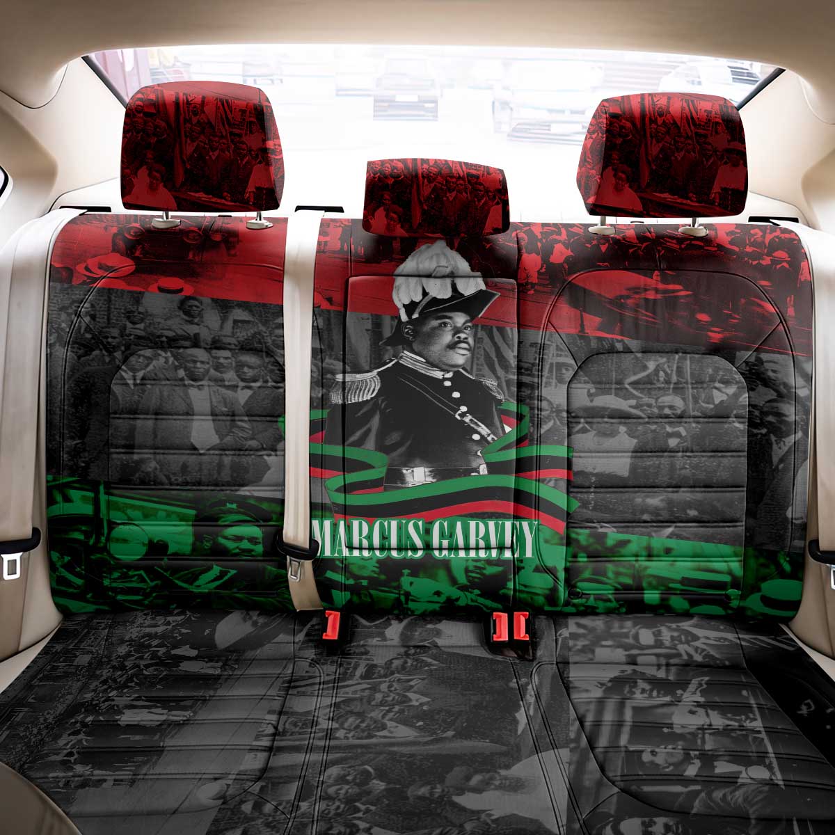 Marcus Garvey Back Car Seat Cover Collage Design Progress Is the Attraction Quote Pan African Movement Tribute - Wonder Print Shop