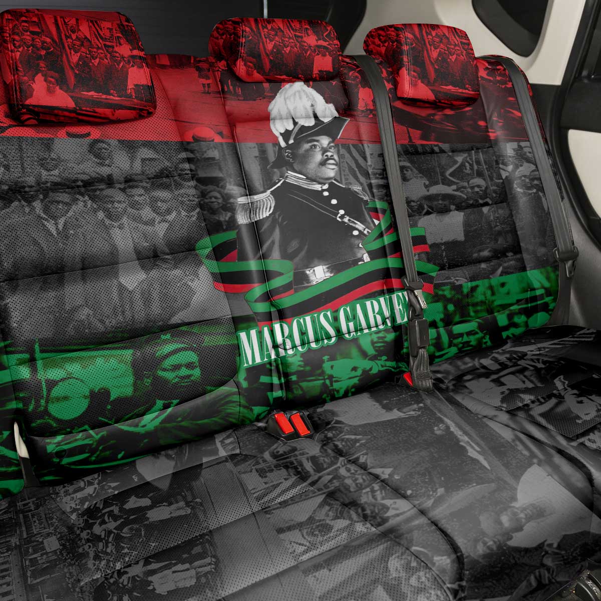 Marcus Garvey Back Car Seat Cover Collage Design Progress Is the Attraction Quote Pan African Movement Tribute - Wonder Print Shop