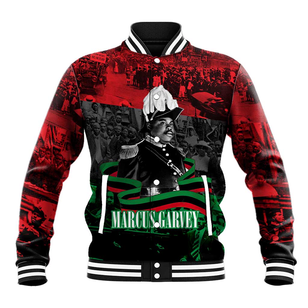Marcus Garvey Baseball Jacket Collage Design Progress Is the Attraction Quote Pan African Movement Tribute - Wonder Print Shop