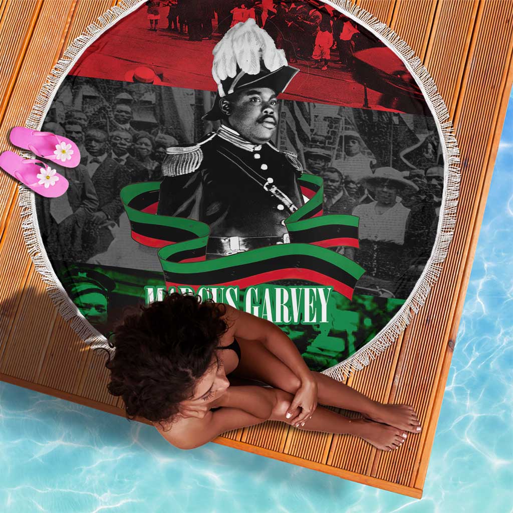 Marcus Garvey Beach Blanket Collage Design Progress Is the Attraction Quote Pan African Movement Tribute - Wonder Print Shop