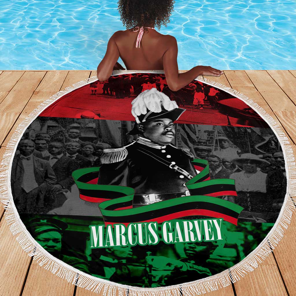 Marcus Garvey Beach Blanket Collage Design Progress Is the Attraction Quote Pan African Movement Tribute - Wonder Print Shop