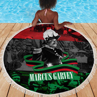 Marcus Garvey Beach Blanket Collage Design Progress Is the Attraction Quote Pan African Movement Tribute - Wonder Print Shop