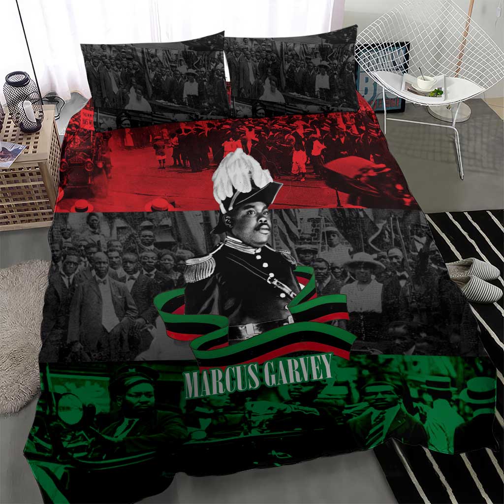Marcus Garvey Bedding Set Collage Design Progress Is the Attraction Quote Pan African Movement Tribute - Wonder Print Shop