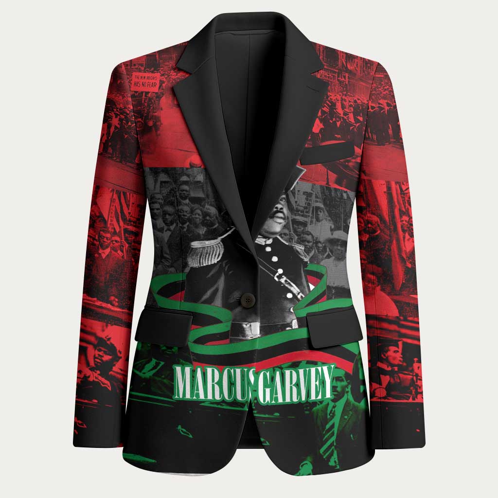 Marcus Garvey Blazer Collage Design Progress Is the Attraction Quote Pan African Movement Tribute - Wonder Print Shop