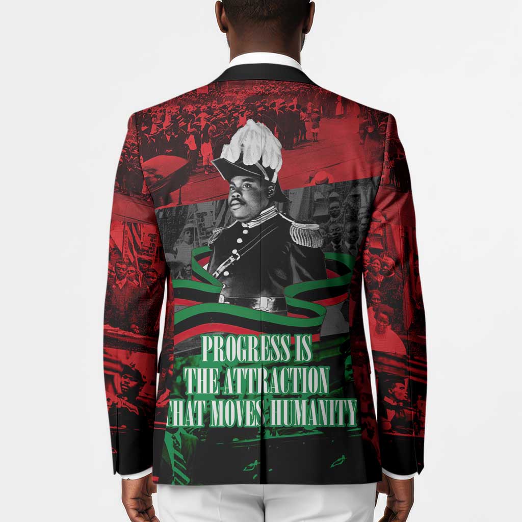 Marcus Garvey Blazer Collage Design Progress Is the Attraction Quote Pan African Movement Tribute - Wonder Print Shop