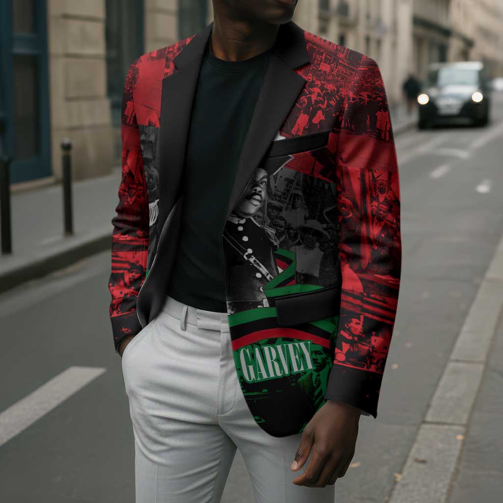 Marcus Garvey Blazer Collage Design Progress Is the Attraction Quote Pan African Movement Tribute - Wonder Print Shop
