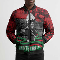 Marcus Garvey Bomber Puffer Jacket Collage Design Progress Is the Attraction Quote Pan African Movement Tribute - Wonder Print Shop