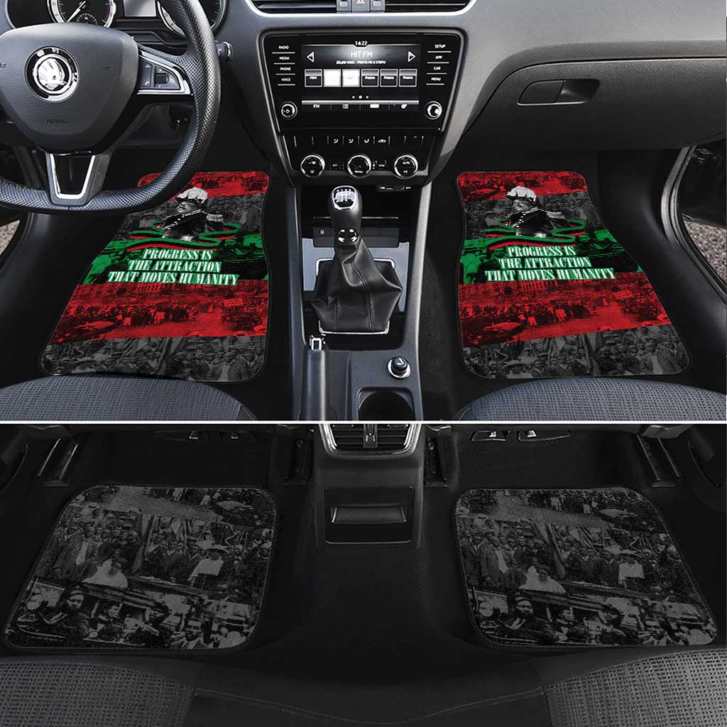 Marcus Garvey Car Mats Collage Design Progress Is the Attraction Quote Pan African Movement Tribute - Wonder Print Shop