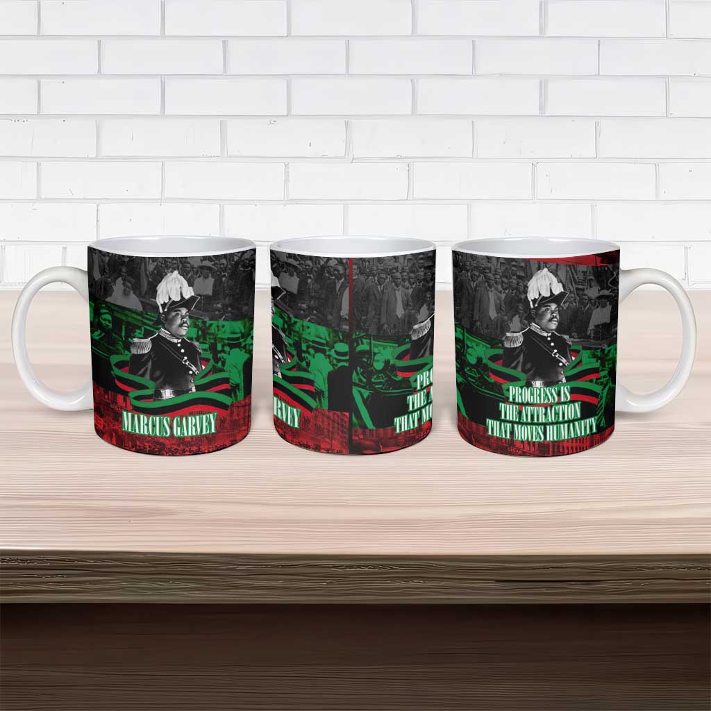 Marcus Garvey Ceramic Mug Collage Design Progress Is the Attraction Quote Pan African Movement Tribute - Wonder Print Shop